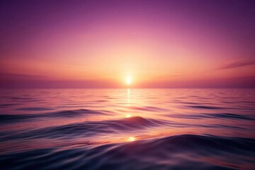 Obraz premium Serene Sunset Over Calm Ocean Waters, Reflecting Golden Hues and Purple Sky