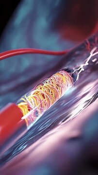 Vertical video Cath Lab Technology, 3D Animation of Angioplasty and Stent Placement
