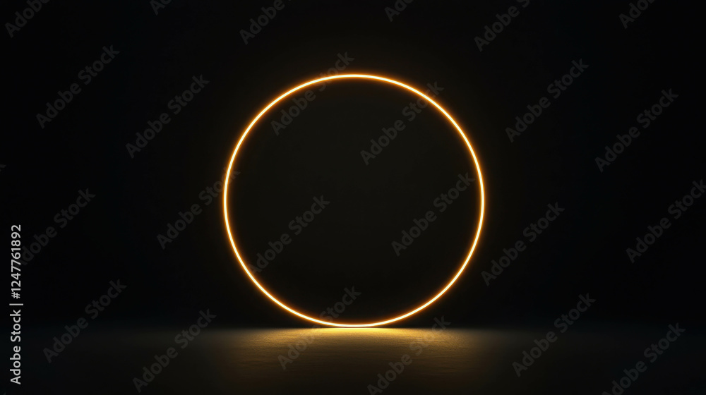 Poster soft halo of golden light gradually fading into darkness in a minimalistic setting