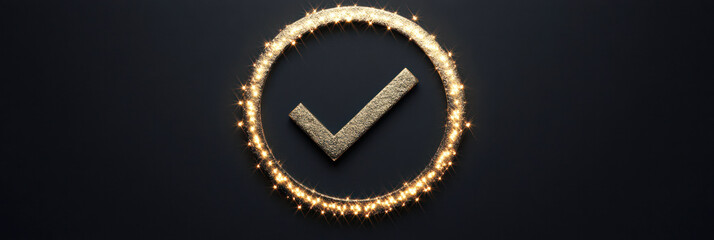 Obraz premium Sparkling checkmark icon digital design graphic minimalist abstract