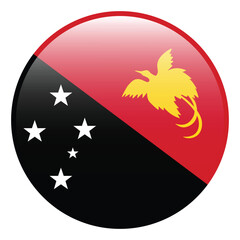 Papua New Guinea flag. Papua New Guinea circle flag logo icon computer vector illustration design. 3d flag.