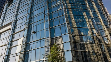 Modern Skyscraper Facade with Glass Reflections
