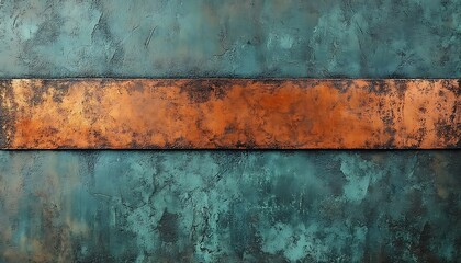 Copper strip on teal textured backdrop