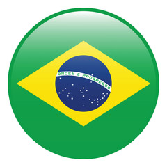 Brazil flag. Brazil circle flag logo icon computer vector illustration design. 3d flag.