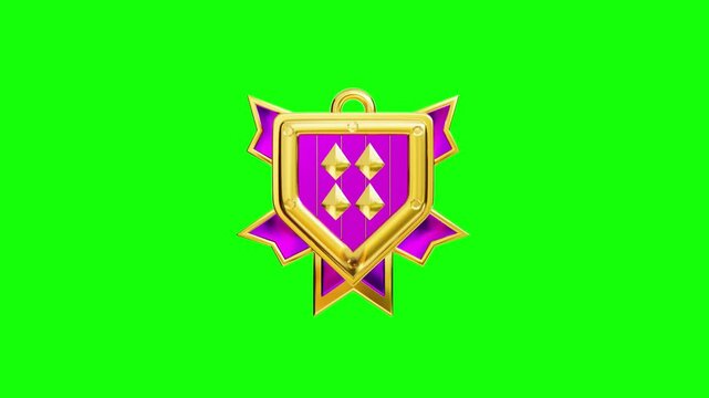3D Video Greenscreen Clash Royale gold and purple badge suitable for gaming graphics, esport posters, merchandise, and digital designs for gaming enthusiasts.