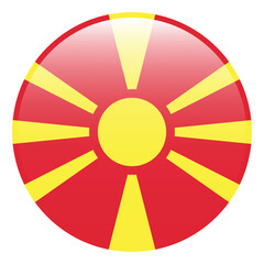 North Macedonia flag. North Macedonia circle flag logo icon computer vector illustration design. 3d flag.