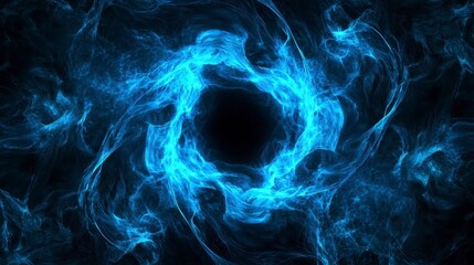 Obraz premium Abstract Blue Energy Swirl with Dark Center in Cosmic Background