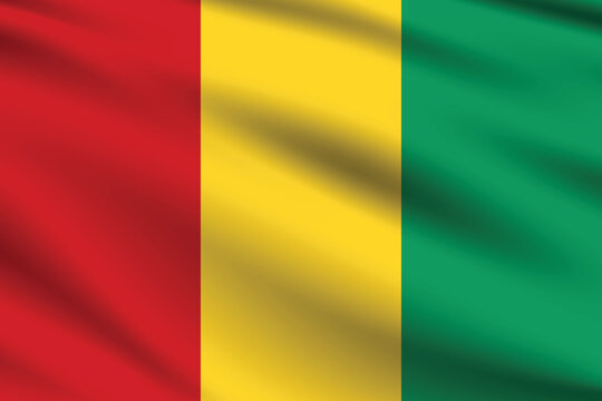 Guinea flag official colors and proportion digital vector illustration. Pleated flag.