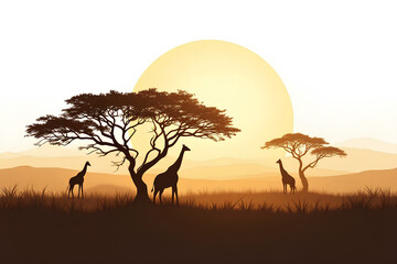 Giraffes silhouetted against the warm African sunset in celebration of World Wildlife Day