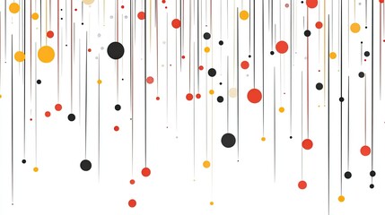 Abstract background with falling colorful circles and lines.