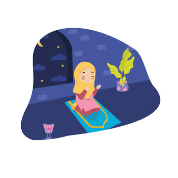 muslim prayer dua after salah tahajjud flat design ramadhan witr