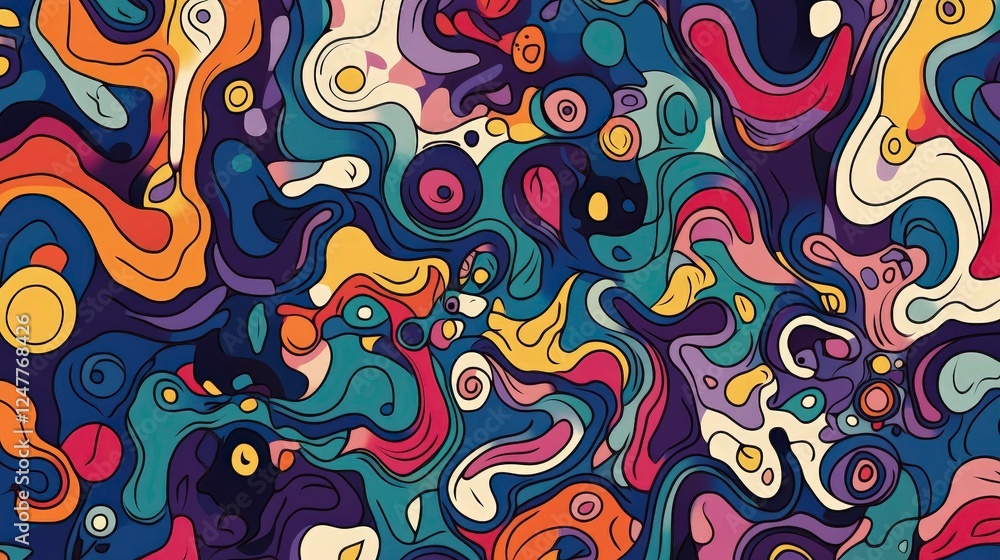 Aufkleber vibrant abstract swirl patterns in multicolored design landscape