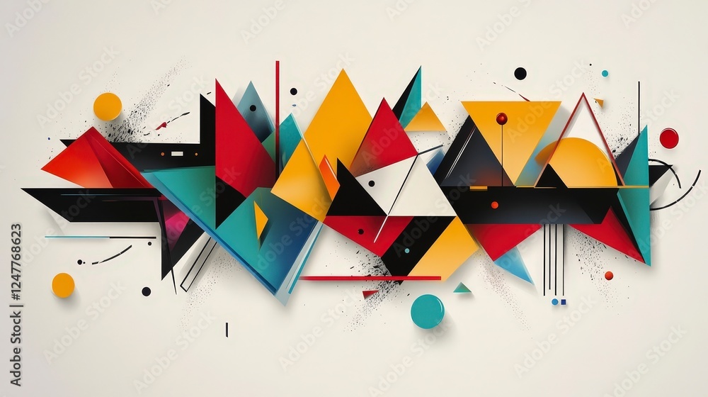 Poster abstract colorful geometric shapes with dynamic composition