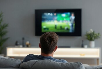 man watching a show on his tv