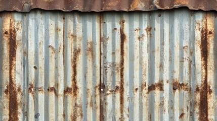 Obraz premium Rustic Corrugated Metal Texture: A Weathered, Timeworn, and Oxidized Zinc Sheet Background