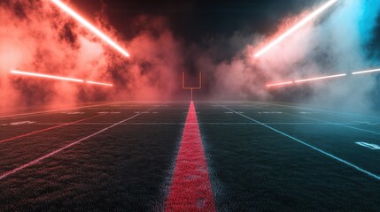 American Football Field Night Game Neon Lights