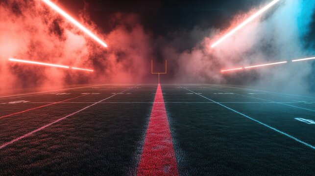 American Football Field Night Game Neon Lights - Powered by Adobe