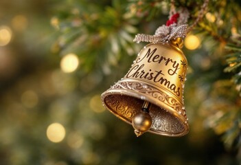 christmas greeting card with bell