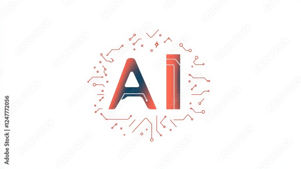 Aufkleber abstract illustration of artificial intelligence with circuit elements