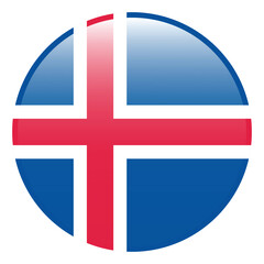 Fototapeta premium Iceland flag. Iceland circle flag logo icon computer vector illustration design. 3d flag.
