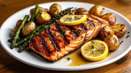 Grilled Salmon & Vegetables &ndash; High-Protein Healthy Meal for Keto & Fitness Diets