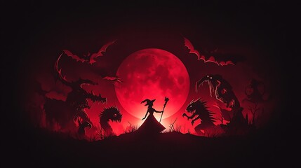 Witch&rsquo;s Shadow Puppet Background &ndash; Minimalist Horror Art for Books & Halloween Crafts