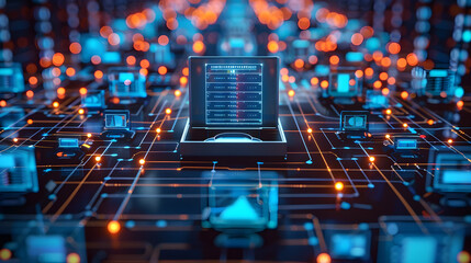 Graphic Representation of Proxy Server Concept in Cybersecurity
