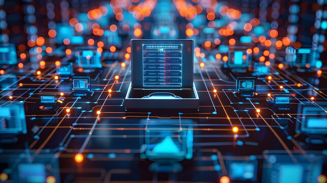 Graphic Representation of Proxy Server Concept in Cybersecurity