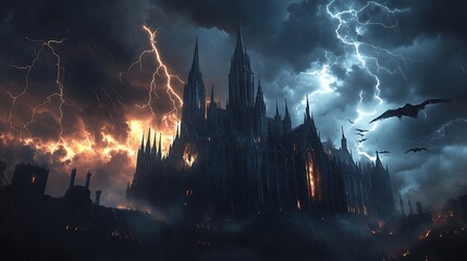 Stormy Gothic Cathedral Background – Dark Fantasy Design for Novels & RPG Art