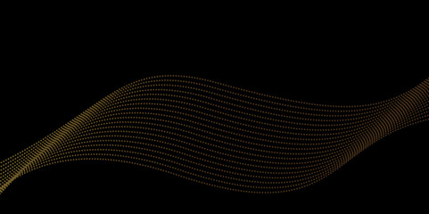  abstract golden wave, graphic black and golden Digital Dot Technology Background .modern luxury technology background particles flow motion illustration use for banner, poster, website.