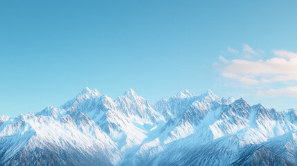 Obraz premium Majestic snow-capped mountains against a clear blue sky. A breathtaking winter landscape.