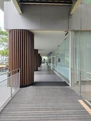 Modern Tropical Builging, on e connecting bridge