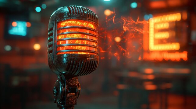 World Radio Day Celebration – A vintage radio microphone with sound waves, symbolizing global communication, news, and cultural connection through radio