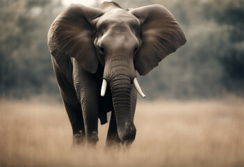 isolated elephant approaching african animal nature wildlife africa front view walking closeup safari trunk tusk mammal huge loxodonta wilderness africana background big cut dangerous ear endangered