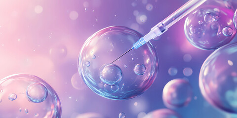 A close up of a syringe being inserted into a cell