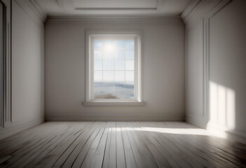 background rendering interior contemporary corner 3d empty floor wood white walls blank room wall wooden three-dimensional light window illustration architecture sunlight design bright nobody home