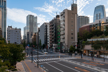 View of the Toranomon business district, in the ward of Minato and the street Sakurada-dori Ave on...