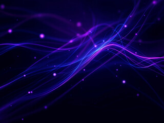 Fototapeta premium Abstract lines glow with blue and purple light against a dark backdrop