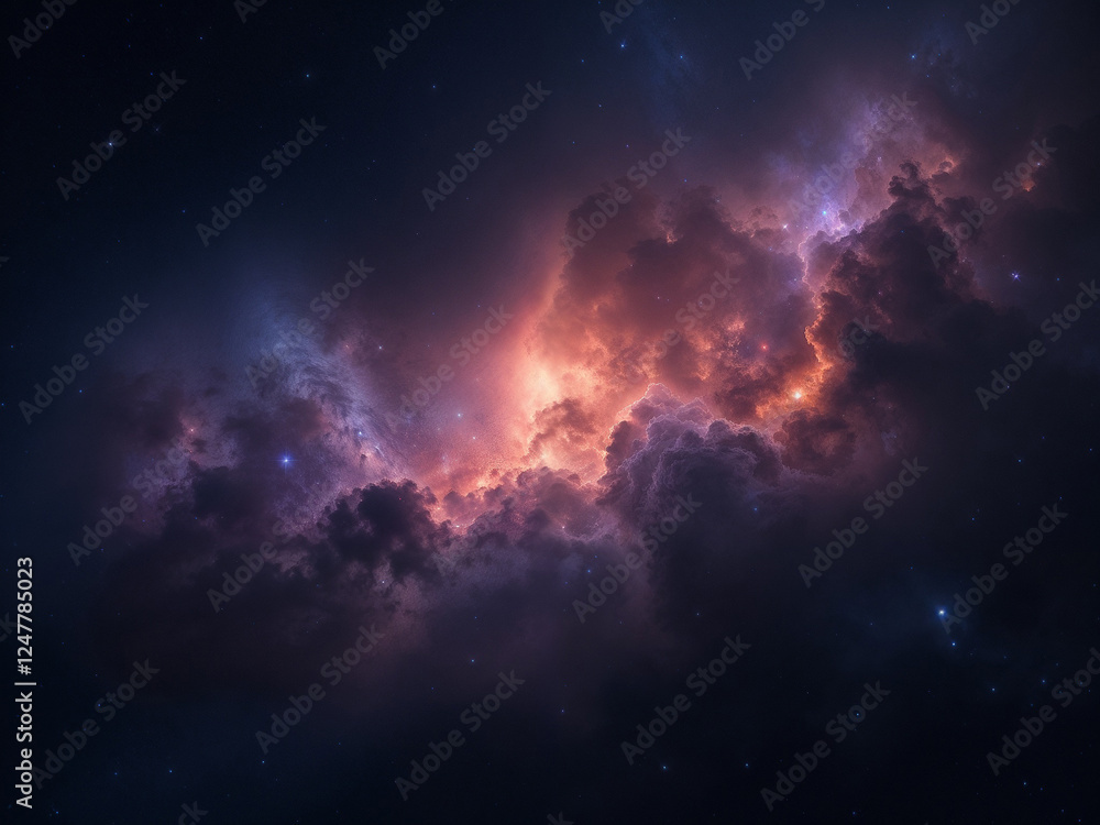 Wall mural nebula shines brightly showing cosmic clouds in deep space exploration