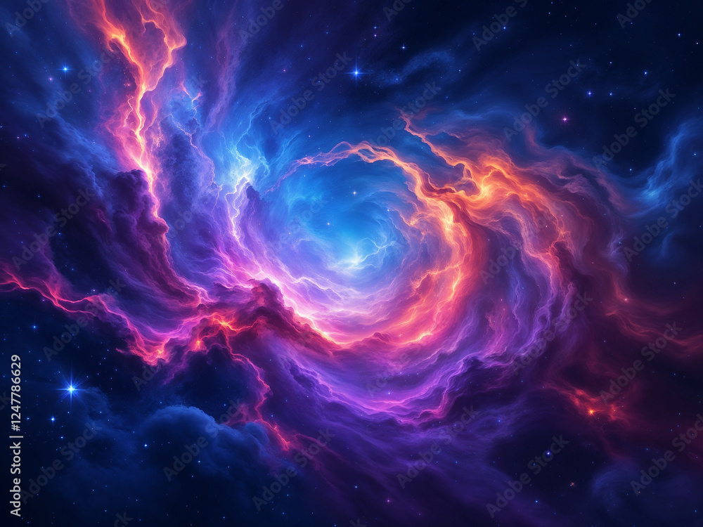 Wall mural nebula swirls brilliantly displaying vibrant cosmic clouds in deep outer space