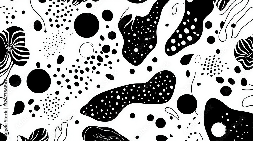 Poster abstract patterns in black and white creating decorative visual art