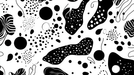 Fototapeta premium Abstract Patterns in Black and White Creating Decorative Visual Art