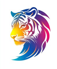 Colorful Tiger Head Illustration with Modern Gradient Design