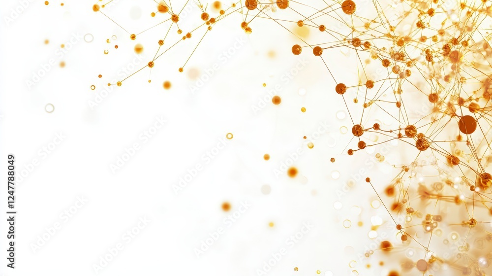 Aufkleber bright abstract background with golden dots and connecting lines
