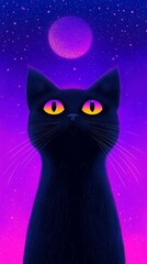 Fototapeta premium Cute illustrated portrait of a cat's head