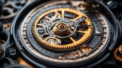 Intricate Gold And Black Watch Gear Mechanism