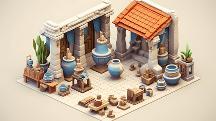 Ceramic Stall isometric 3D