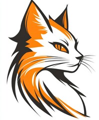 Elegant Orange and Black Cat Illustration with Artistic Style