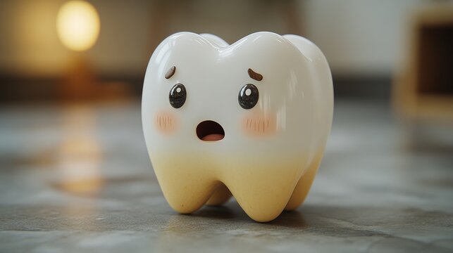 Tooth with toothache and candle light. Dental concept