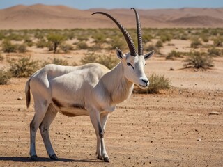 Addax (White Antelope): A desert-dwelling antelope from the Sahara with long, twisted horns and an incredible ability to survive without water for long periods.